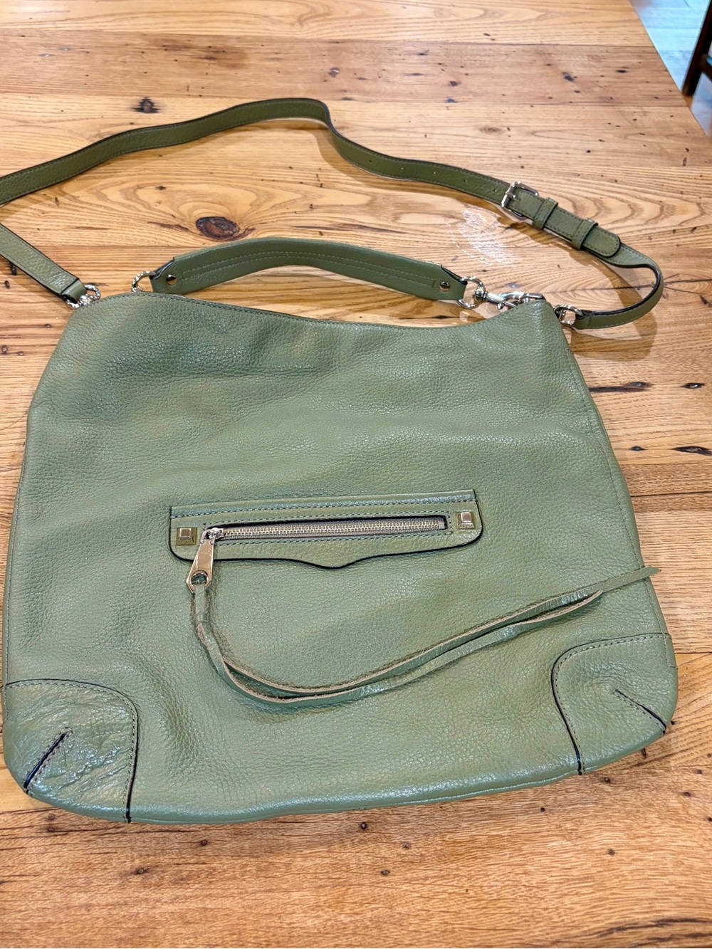 Rebecca Minkoff Olive Green Pebbled Leather Shoulder Bag